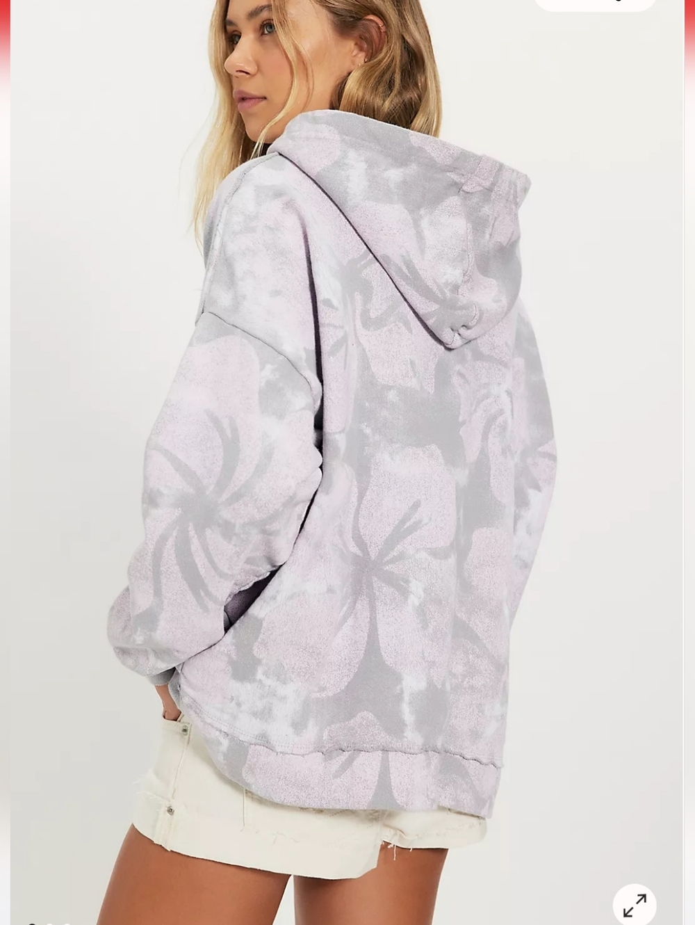 NEW Free People X Ragabond Aloha Lavender Floral & Gray Hoodie